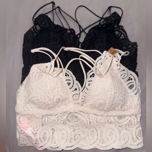 PINK Victoria's Secret Black and White Lace Bralette Set